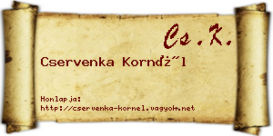 Cservenka Kornél névjegykártya